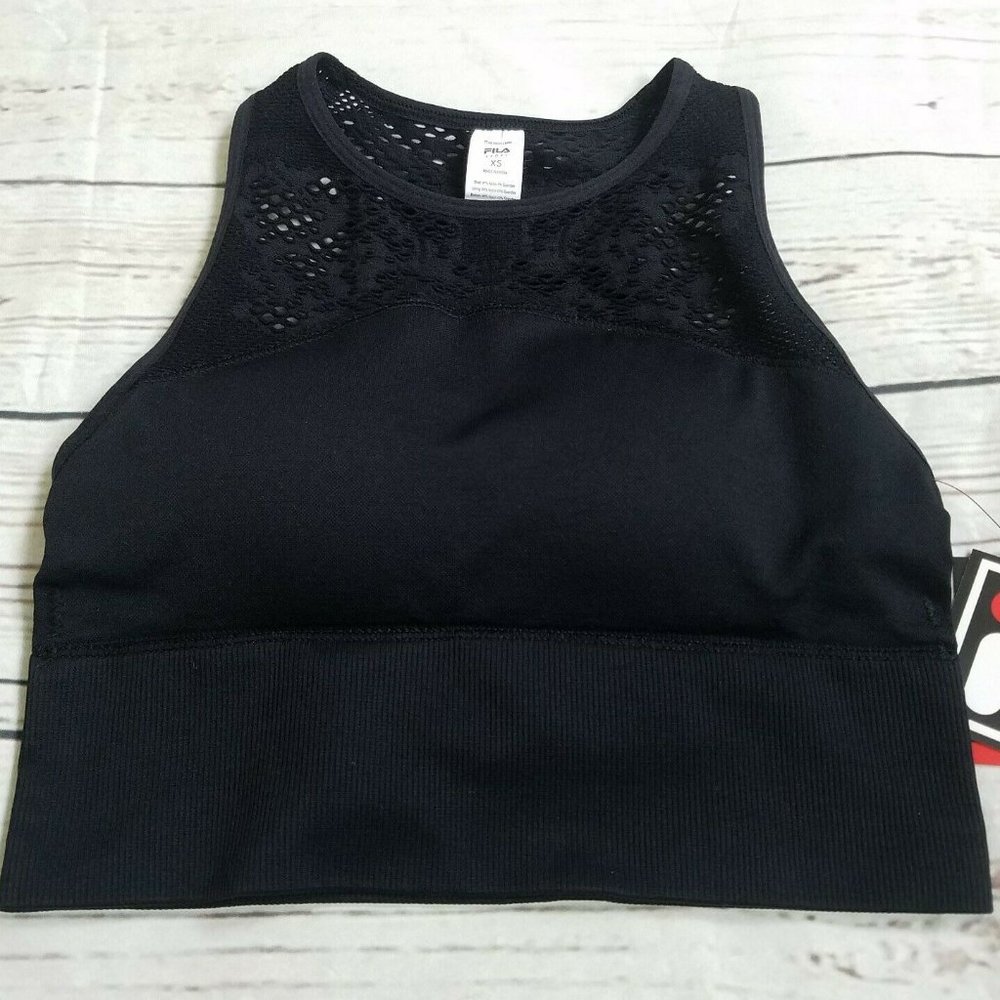 FILA Sport XS Black Sports Bra Activewear 32A 32B